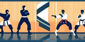 Practicante de taekwondo en Pumse 1 DAN Koryo: precisión en movimientos