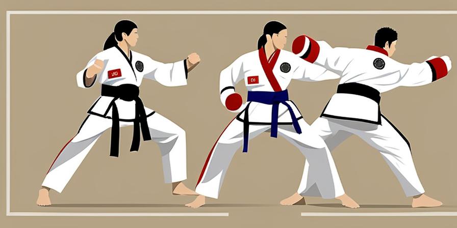 Practicante de taekwondo en acción, fortaleciendo defensa y seguridad