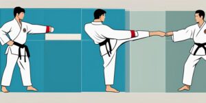Practicante de taekwondo ejecutando técnica de defensa personal