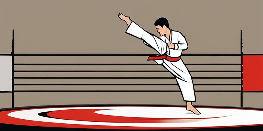 Maestro de taekwondo realizando movimientos poderosos