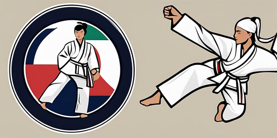 Practicante de taekwondo con dobok elegante