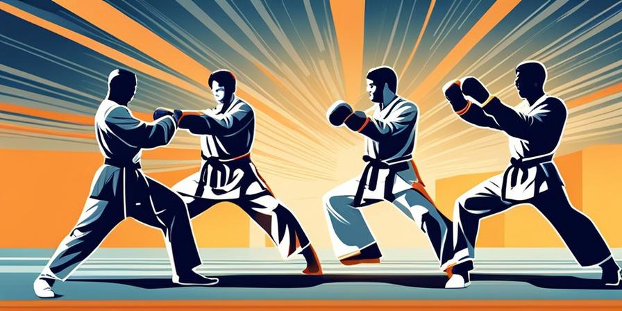 Artista marcial practicando taekwondo con energía y concentración