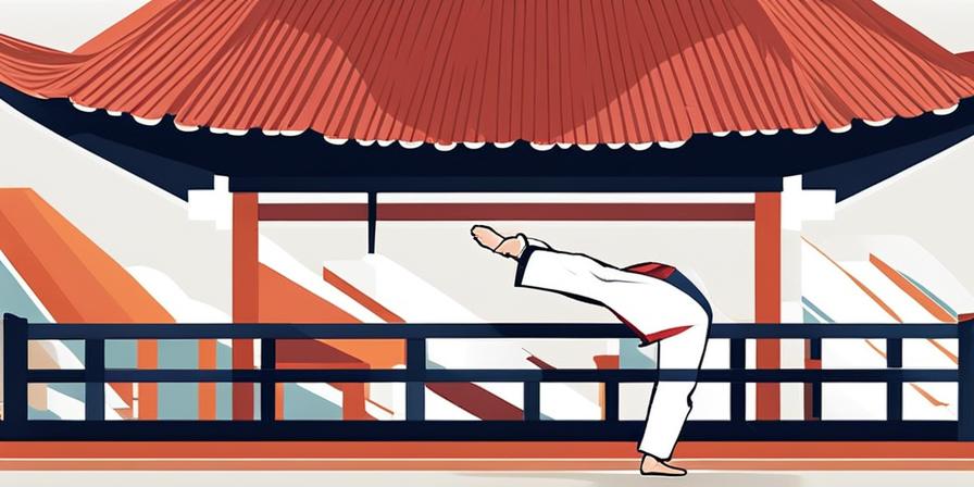 Persona practicando taekwondo con energía