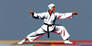 Practicante de taekwondo ejecutando un poderoso golpe