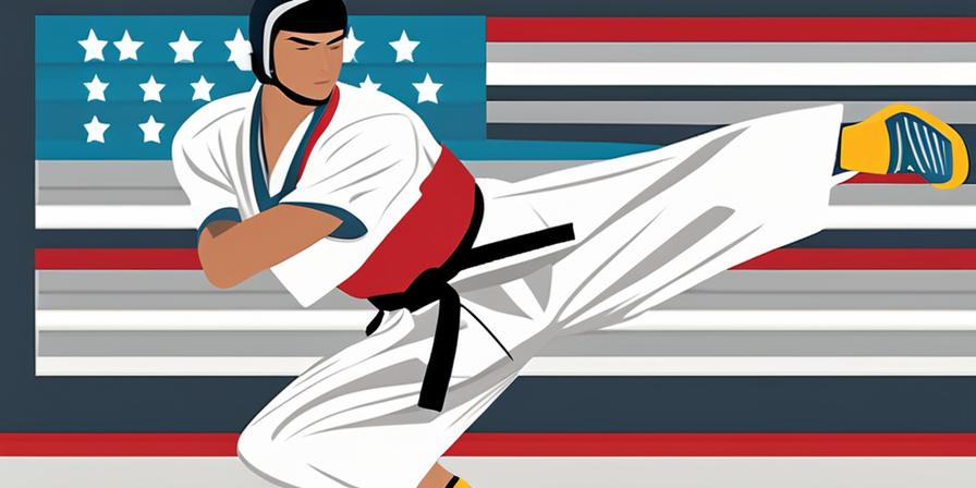 Practicante de taekwondo golpeando con precisión y fuerza