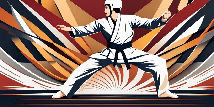 Guerrero de Taekwondo rompiendo tabla con determinación