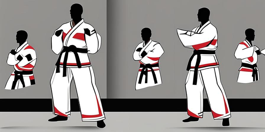 Practicante de taekwondo ejecutando el Kibon Chumbi con fuerza