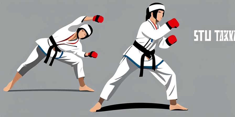 Practicante de taekwondo en pose poderosa y segura