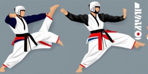 Practicante de taekwondo realiza un poderoso Olgul Bande Jirugui