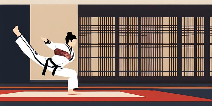 Practicante de taekwondo con mano extendida hacia código ética