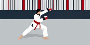 Practicante de taekwondo ejecutando una patada lateral