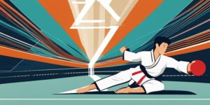 Atleta de taekwondo ejecutando un poderoso puñetazo ascendente