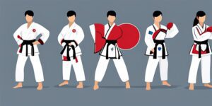 Persona practicando taekwondo con técnicas y posturas precisas