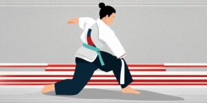 Persona practicando taekwondo con determinación y disciplina