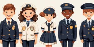 Grupo de niños felices con uniformes coloridos