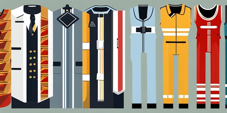 Collage de uniformes coloridos con elementos de seguridad